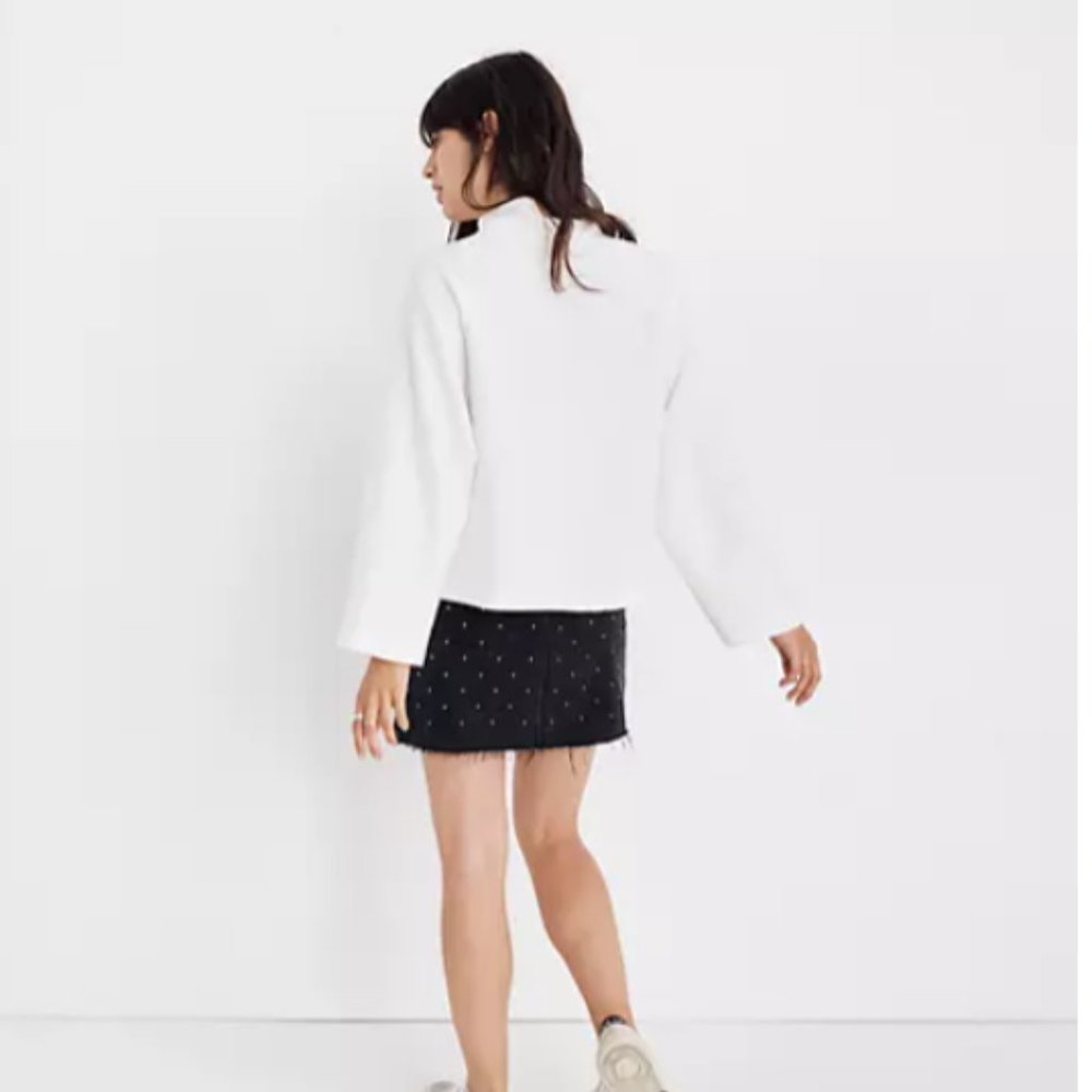 Madewell Texture & Thread Long-Sleeve Mockneck Top in Cream M NWT $59.50 K1826 - Picture 3 of 8